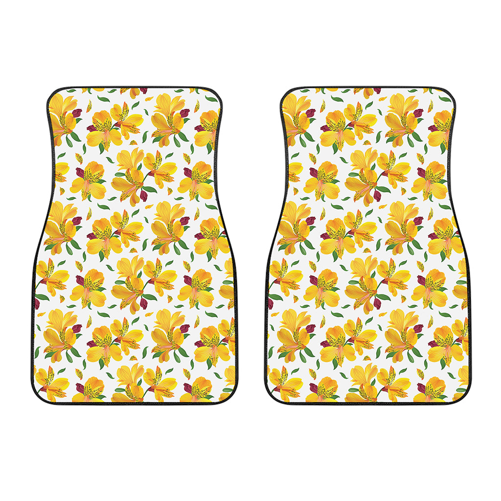 Yellow Alstroemeria Pattern Print Front Car Floor Mats