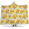 Yellow Alstroemeria Pattern Print Hooded Blanket
