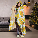 Yellow Alstroemeria Pattern Print Hooded Blanket