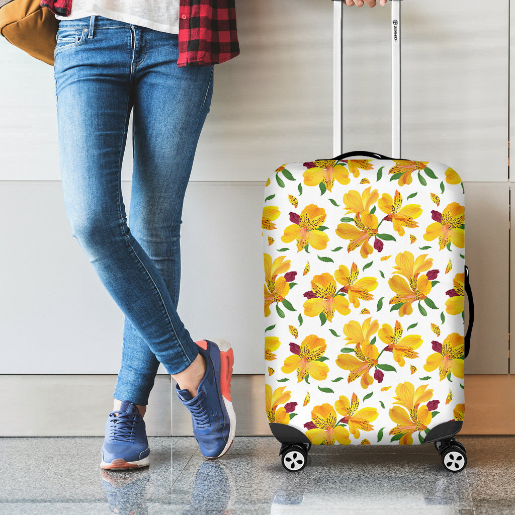 Yellow Alstroemeria Pattern Print Luggage Cover