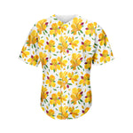 Yellow Alstroemeria Pattern Print Men's Baseball Jersey