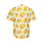 Yellow Alstroemeria Pattern Print Men's Baseball Jersey