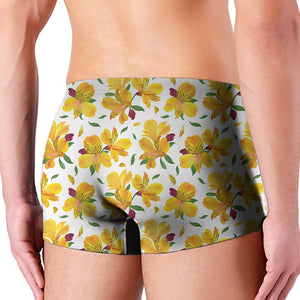 Yellow Alstroemeria Pattern Print Men's Boxer Briefs