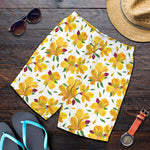 Yellow Alstroemeria Pattern Print Men's Shorts