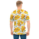 Yellow Alstroemeria Pattern Print Men's T-Shirt