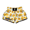 Yellow Alstroemeria Pattern Print Muay Thai Boxing Shorts