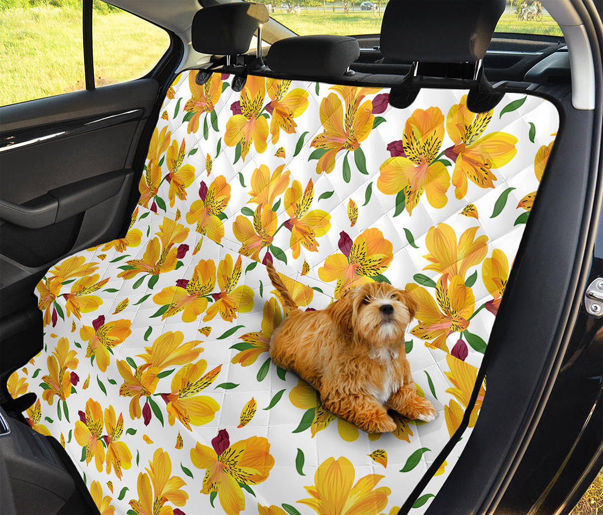 Yellow Alstroemeria Pattern Print Pet Car Back Seat Cover