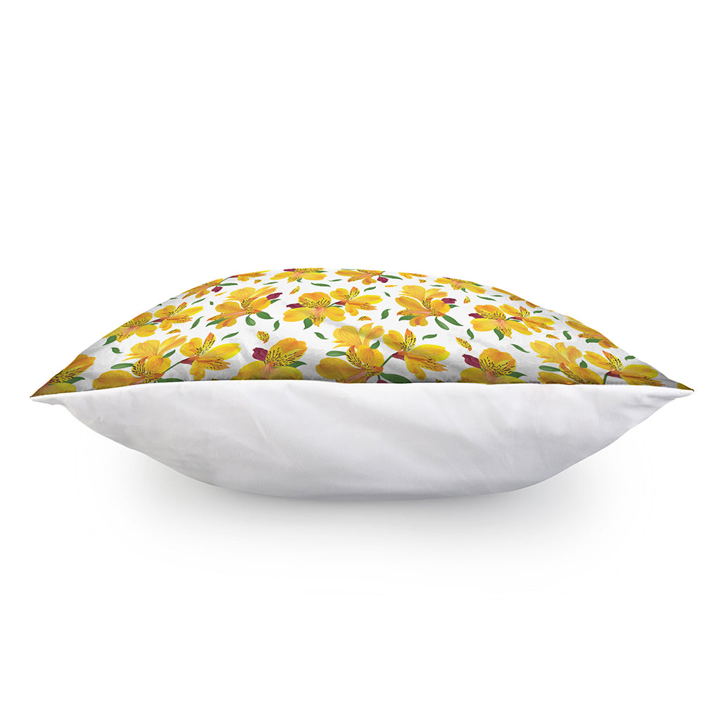 Yellow Alstroemeria Pattern Print Pillow Cover