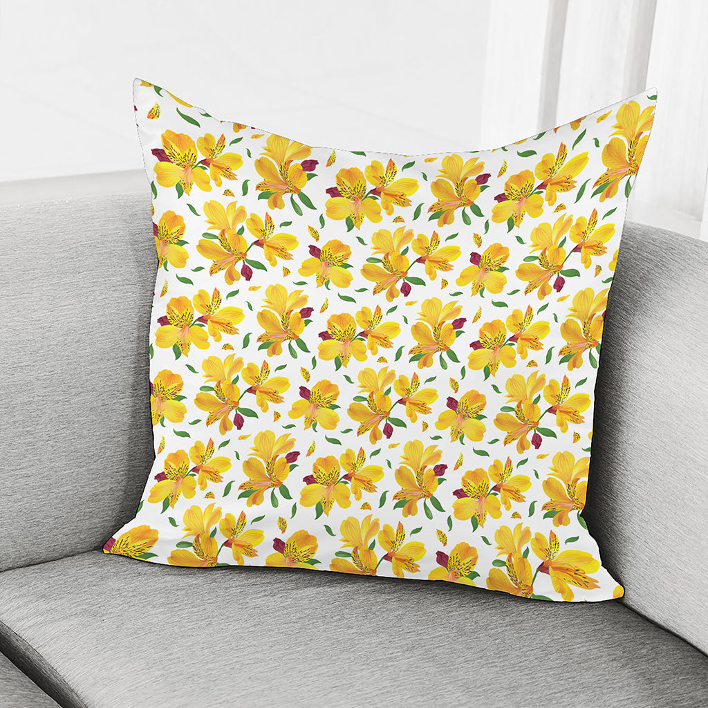 Yellow Alstroemeria Pattern Print Pillow Cover