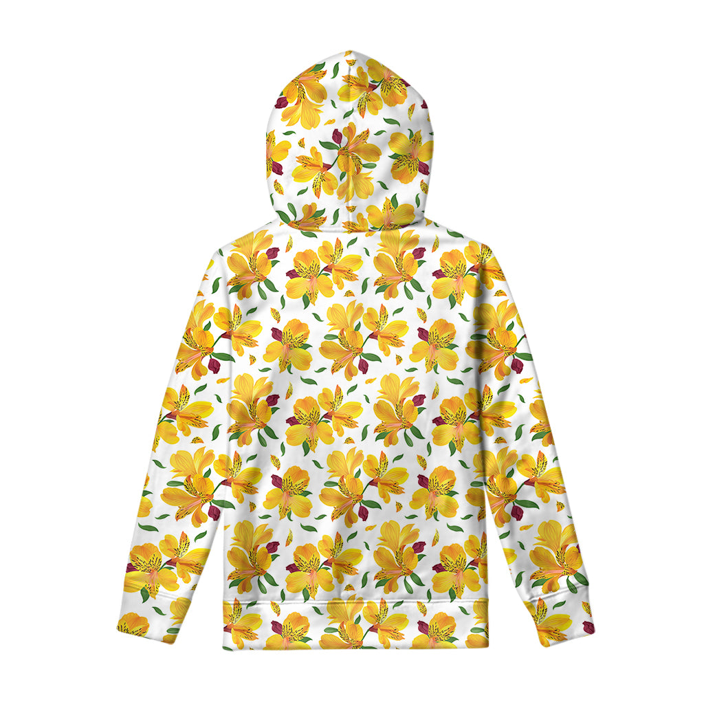 Yellow Alstroemeria Pattern Print Pullover Hoodie