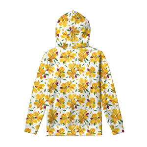 Yellow Alstroemeria Pattern Print Pullover Hoodie