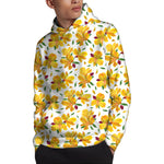 Yellow Alstroemeria Pattern Print Pullover Hoodie