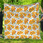 Yellow Alstroemeria Pattern Print Quilt