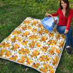 Yellow Alstroemeria Pattern Print Quilt