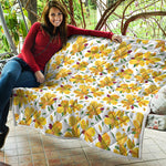 Yellow Alstroemeria Pattern Print Quilt