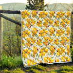 Yellow Alstroemeria Pattern Print Quilt