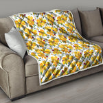 Yellow Alstroemeria Pattern Print Quilt
