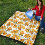 Yellow Alstroemeria Pattern Print Quilt