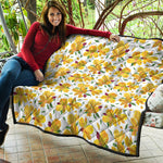 Yellow Alstroemeria Pattern Print Quilt