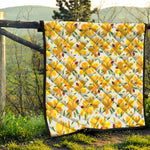 Yellow Alstroemeria Pattern Print Quilt