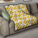 Yellow Alstroemeria Pattern Print Quilt