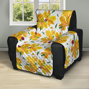 Yellow Alstroemeria Pattern Print Recliner Protector