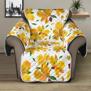 Yellow Alstroemeria Pattern Print Recliner Protector