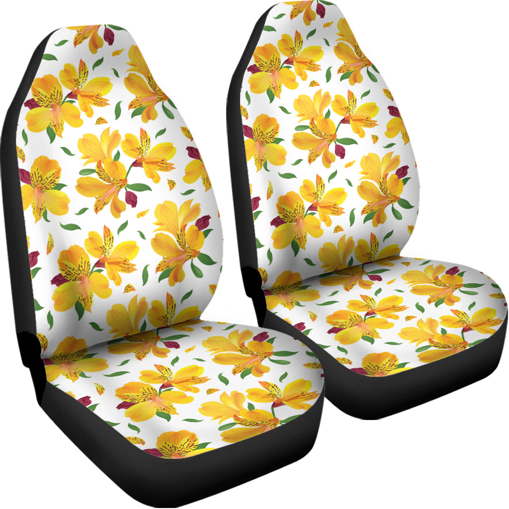 Yellow Alstroemeria Pattern Print Universal Fit Car Seat Covers