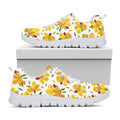 Yellow Alstroemeria Pattern Print White Running Shoes