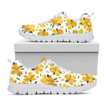 Yellow Alstroemeria Pattern Print White Sneakers