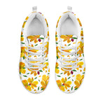 Yellow Alstroemeria Pattern Print White Sneakers