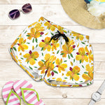 Yellow Alstroemeria Pattern Print Women's Shorts