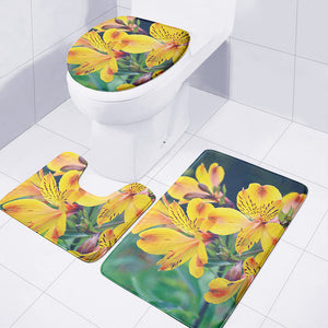 Yellow Alstroemeria Print 3 Piece Bath Mat Set