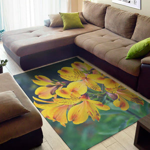 Yellow Alstroemeria Print Area Rug