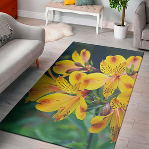 Yellow Alstroemeria Print Area Rug