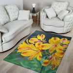 Yellow Alstroemeria Print Area Rug