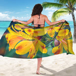 Yellow Alstroemeria Print Beach Sarong Wrap