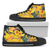 Yellow Alstroemeria Print Black High Top Shoes