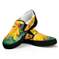 Yellow Alstroemeria Print Black Slip On Sneakers