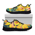 Yellow Alstroemeria Print Black Running Shoes