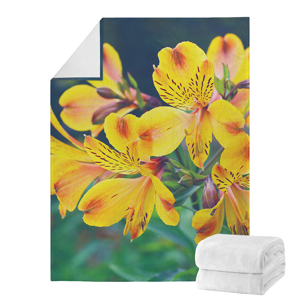 Yellow Alstroemeria Print Blanket