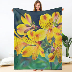 Yellow Alstroemeria Print Blanket