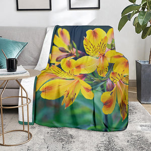 Yellow Alstroemeria Print Blanket