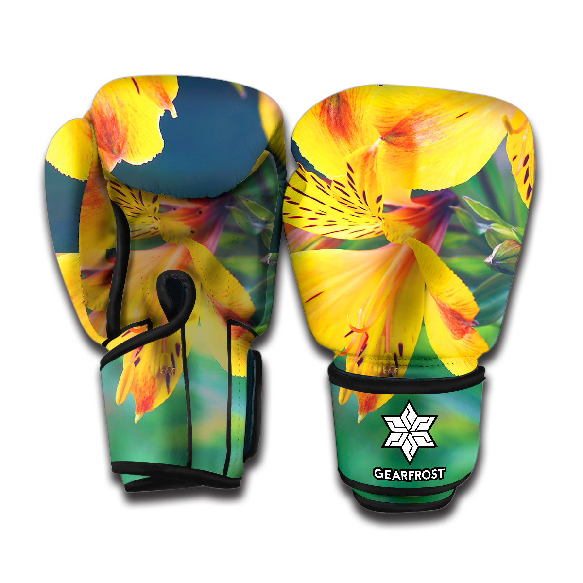 Yellow Alstroemeria Print Boxing Gloves