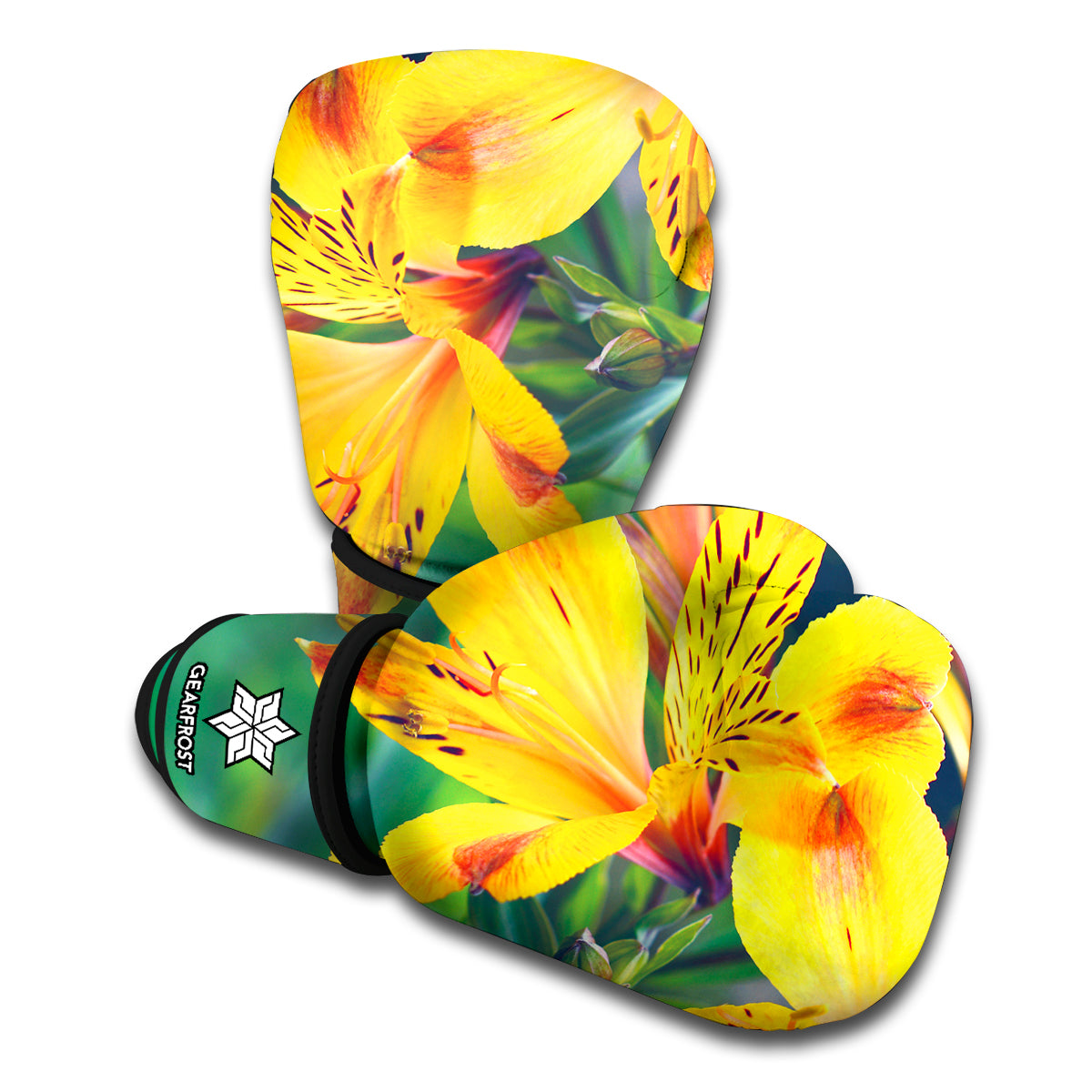 Yellow Alstroemeria Print Boxing Gloves