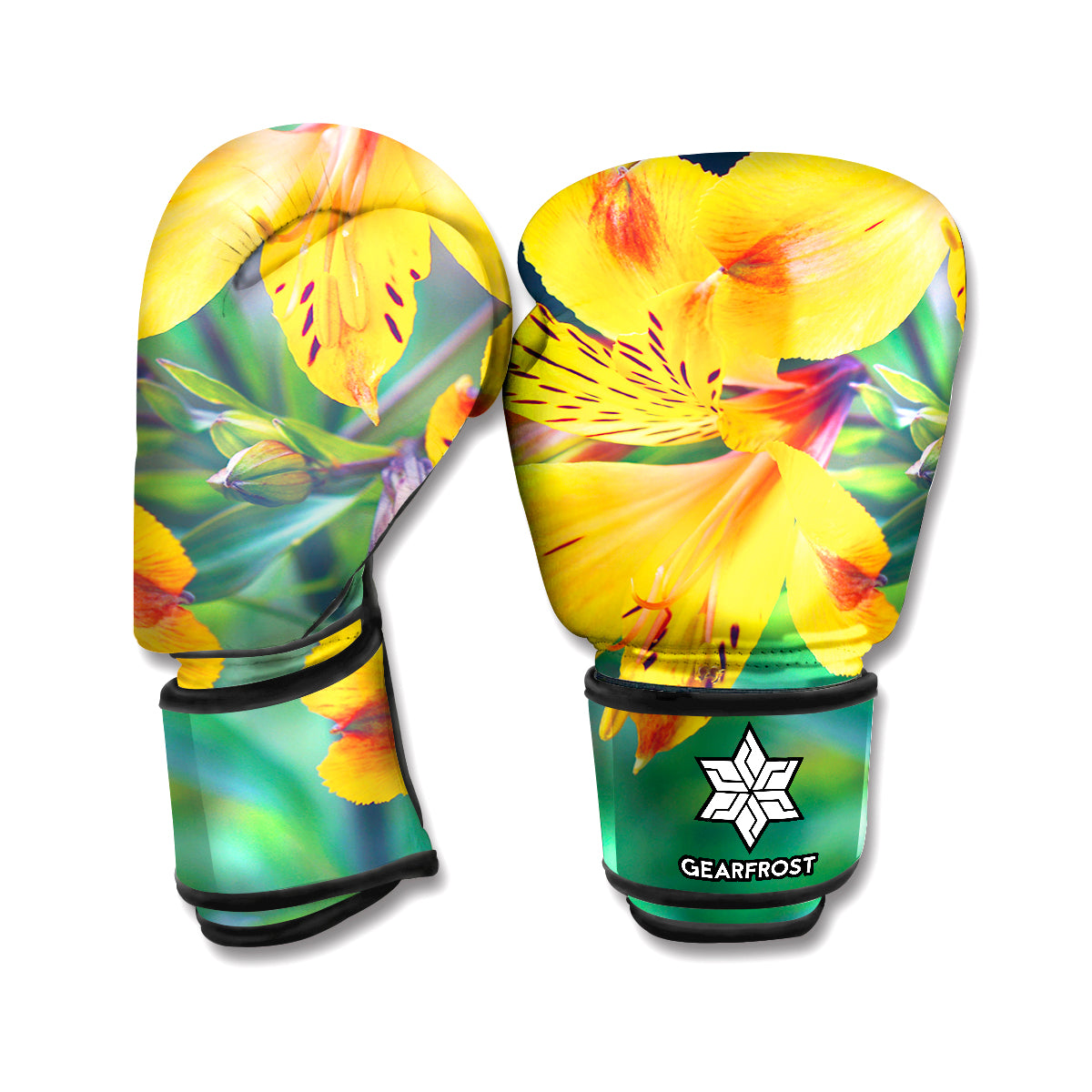 Yellow Alstroemeria Print Boxing Gloves