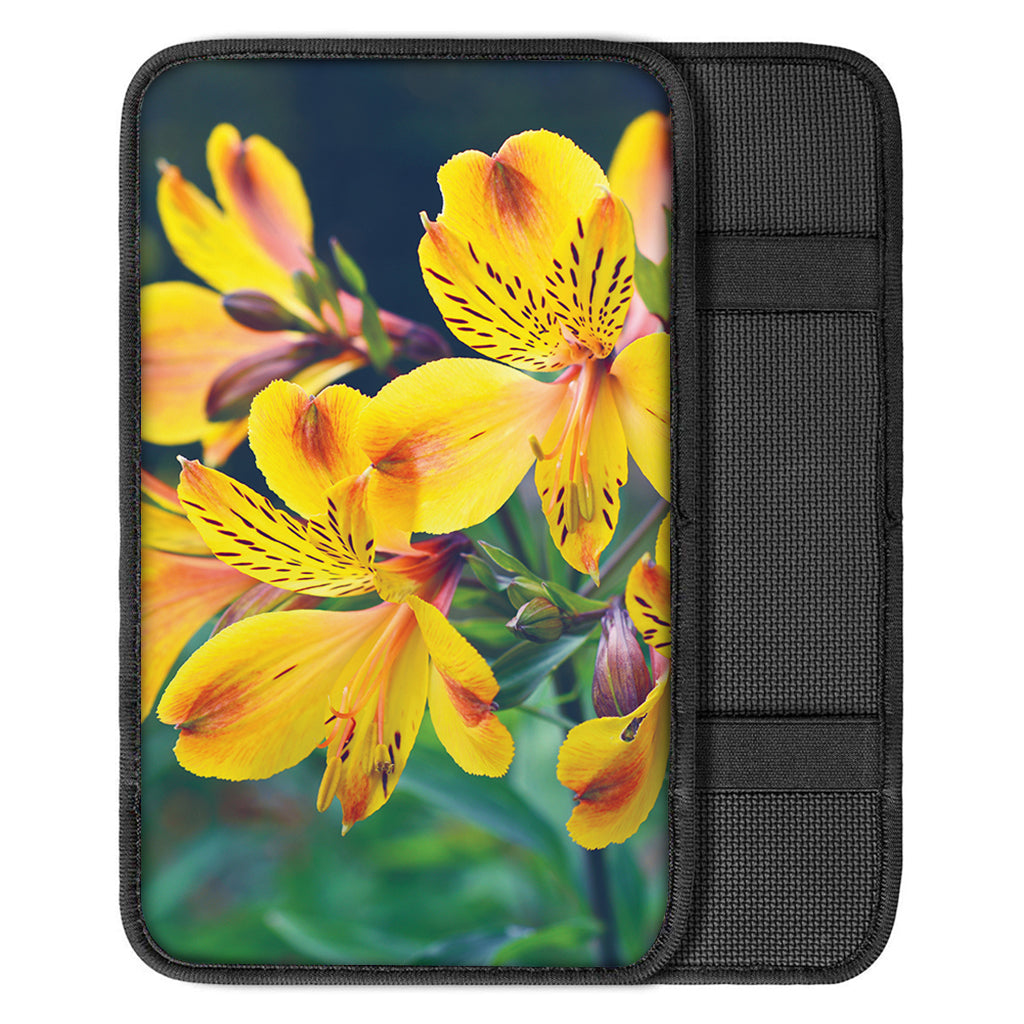 Yellow Alstroemeria Print Car Center Console Cover