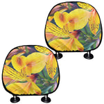 Yellow Alstroemeria Print Car Headrest Covers