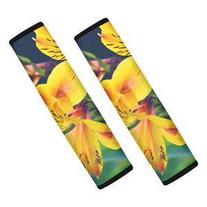 Yellow Alstroemeria Print Car Seat Belt Covers