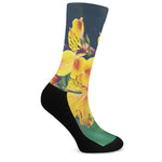 Yellow Alstroemeria Print Crew Socks
